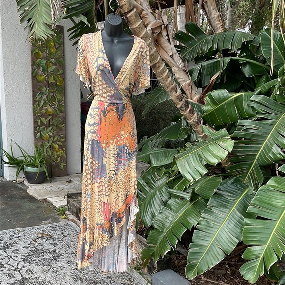 lascana Dresses & Skirts - COPY - Elegant Multicolor assymetric animal print Wrap Dress